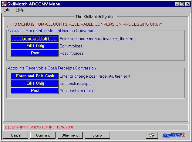 skilmatch areconv arconv04 enter and edit cash cash invoices