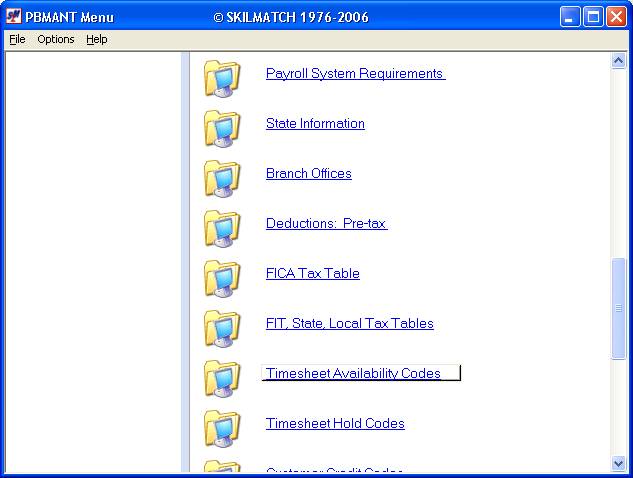 skilmatch pbmant pbmant20 timesheet availability codes